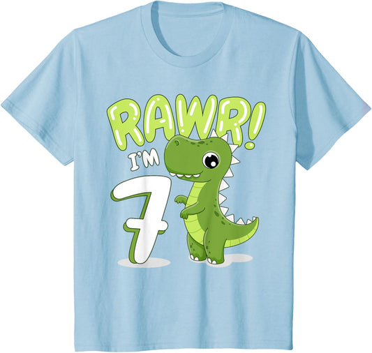 Kids Dinosaur 7th Birthday Outfit Dinosaur Birthday Party T-Shirt