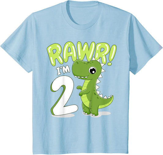 Kids Dinosaur 2nd Birthday Outfit Dinosaur Birthday Party T-Shirt