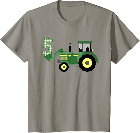 Kids 5th Birthday Tractor T-Shirt, 5 Year Old Tractor Shirt T-Shirt