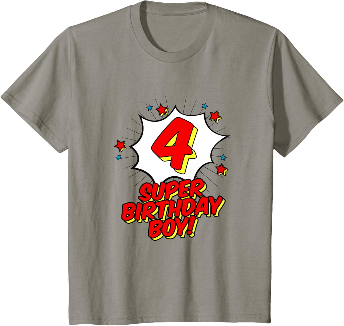 Kids 4th Fourth Birthday Boy T-Shirt Superhero Super Hero Party