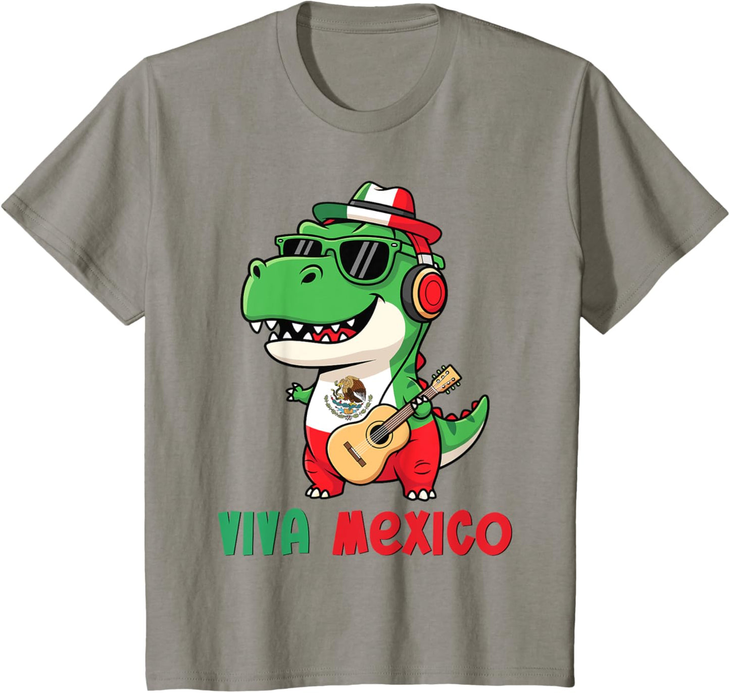 Kids Funny Viva Mexico Shirt Kids Toddler Boys Dinosaur Mexican T-Shirt
