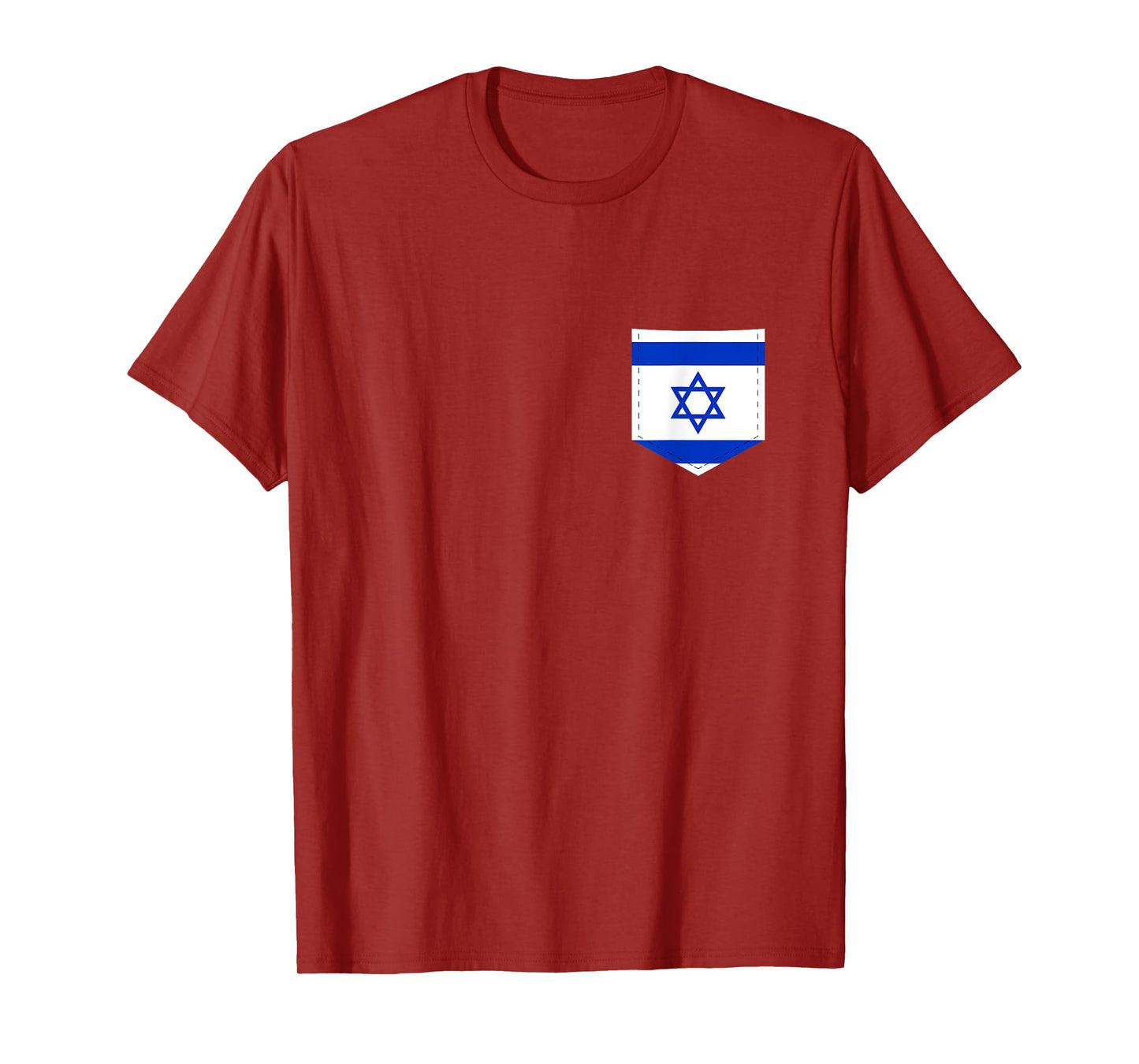 Israel Flag T-Shirt with Printed Israeli Flag Pocket T-Shirt