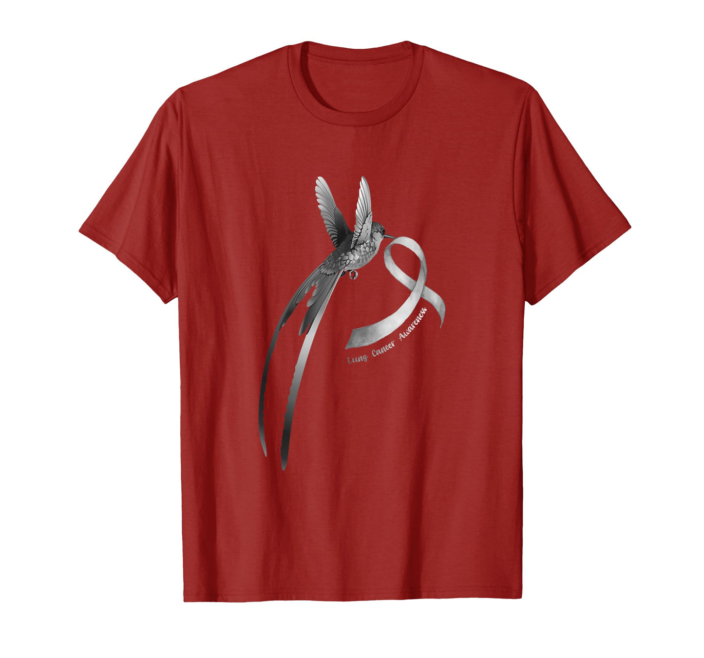 Bird White Ribbon Lung Cancer Awareness T-Shirt