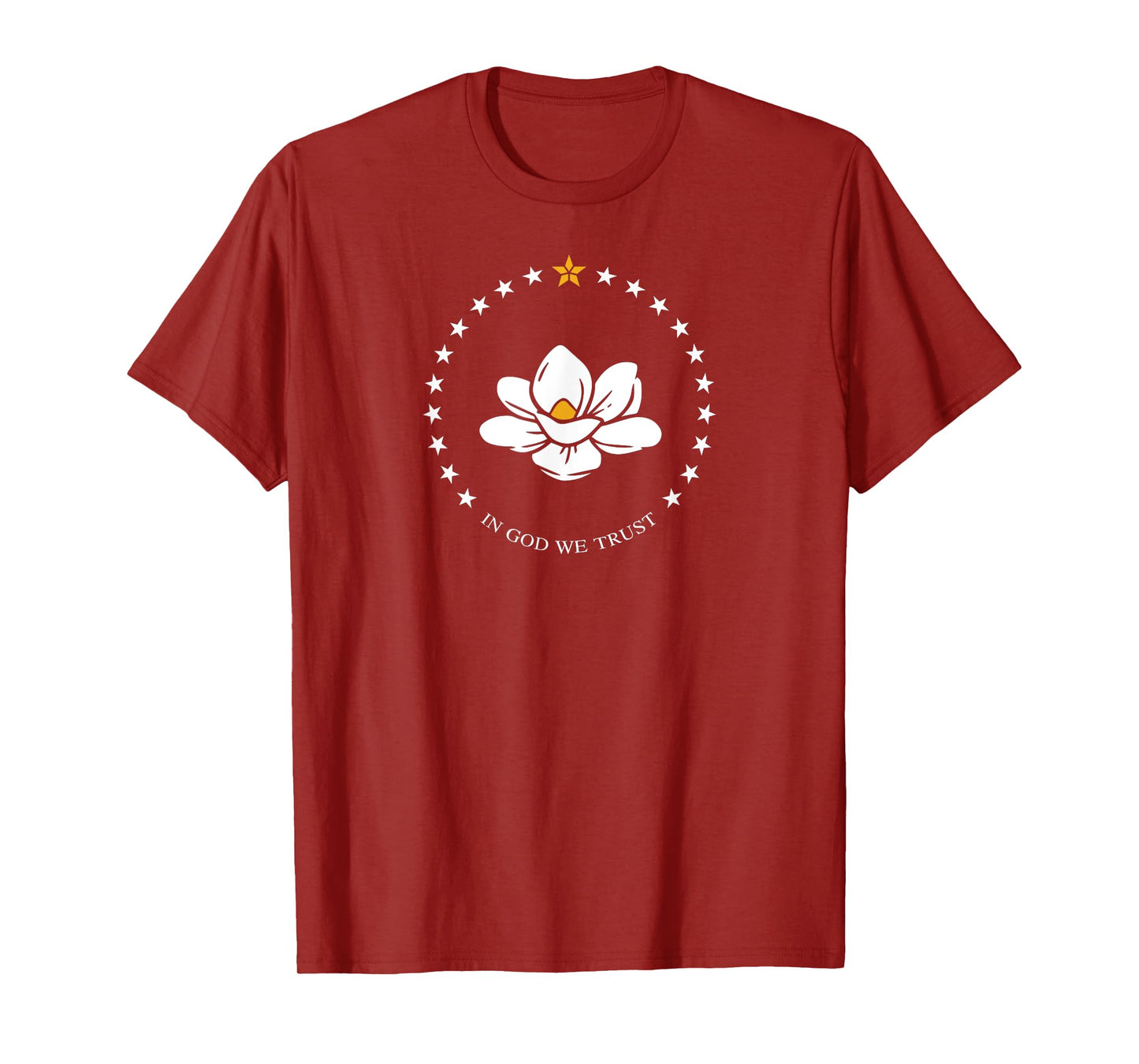 State of Mississippi Flag Magnolia Flower T-Shirt