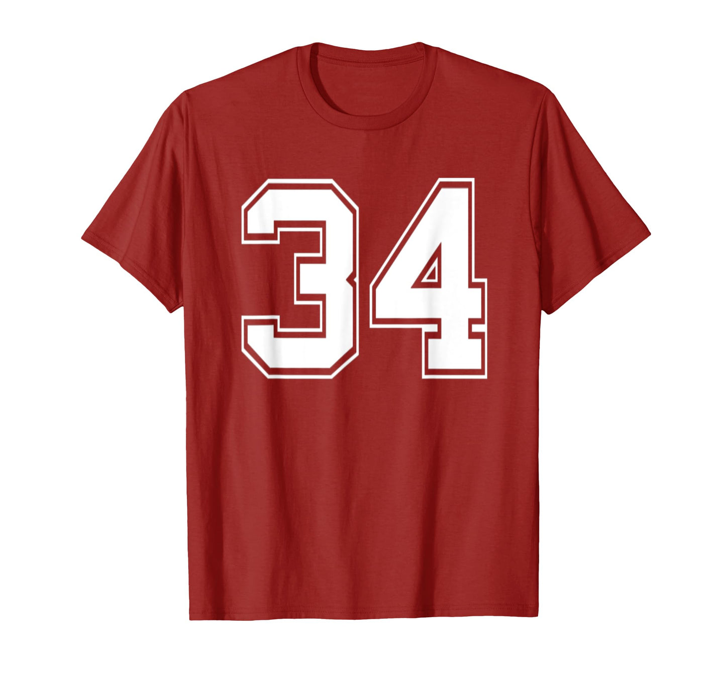 Number 34 TShirt Baseball Football Soccer Birthday T-Shirt