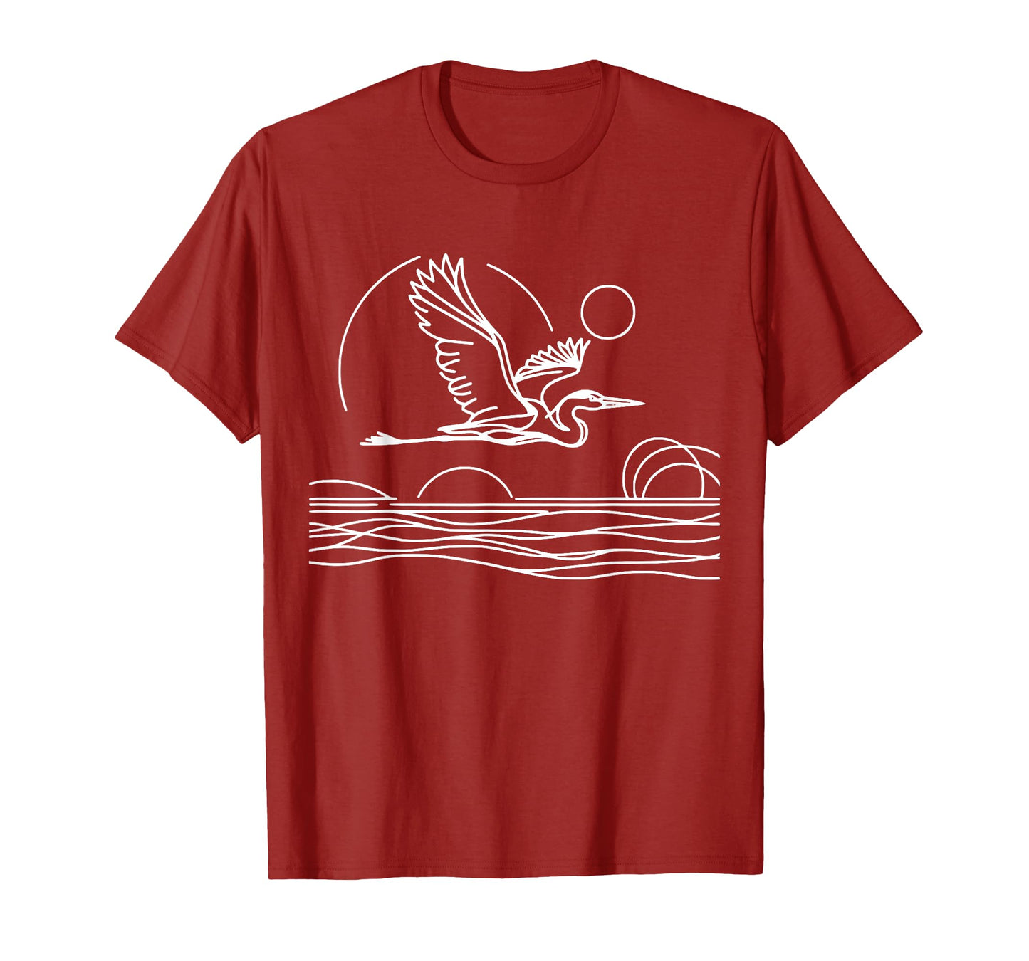 Line Art Bird & Ornithologist Great Blue Heron T-Shirt