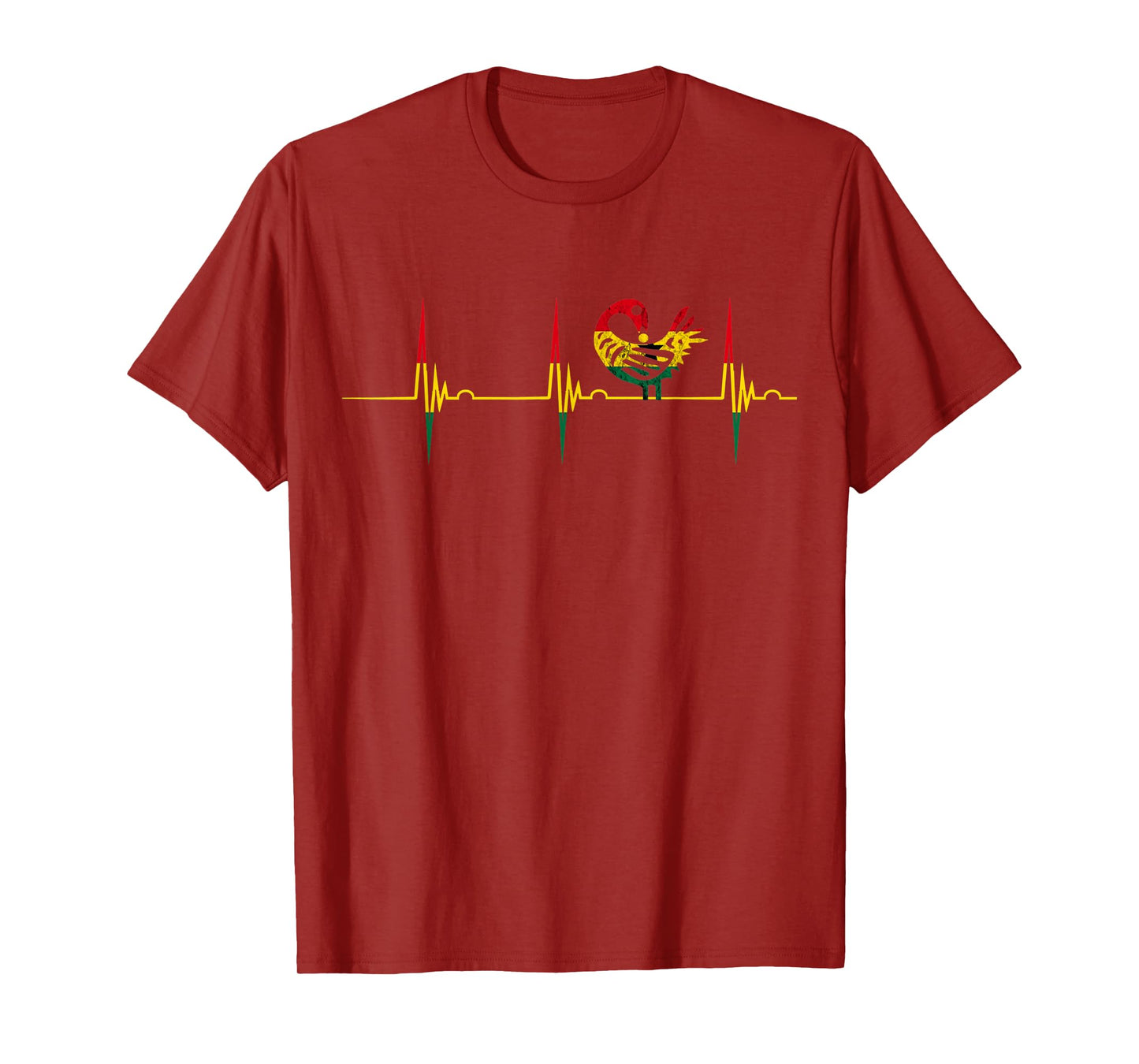 Sankofa Heartbeat EKG Pulse African Bird Ghana African Flag T-Shirt