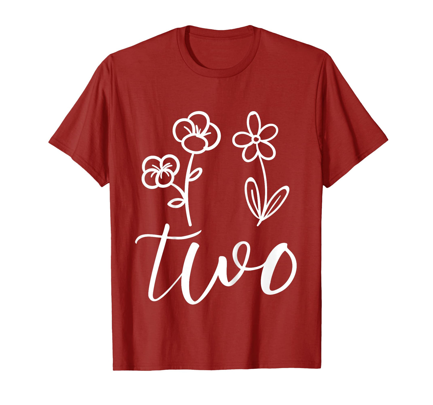 Floral Two 2 Year Old 2nd Birthday Gift Second Girl Toddler T-Shirt