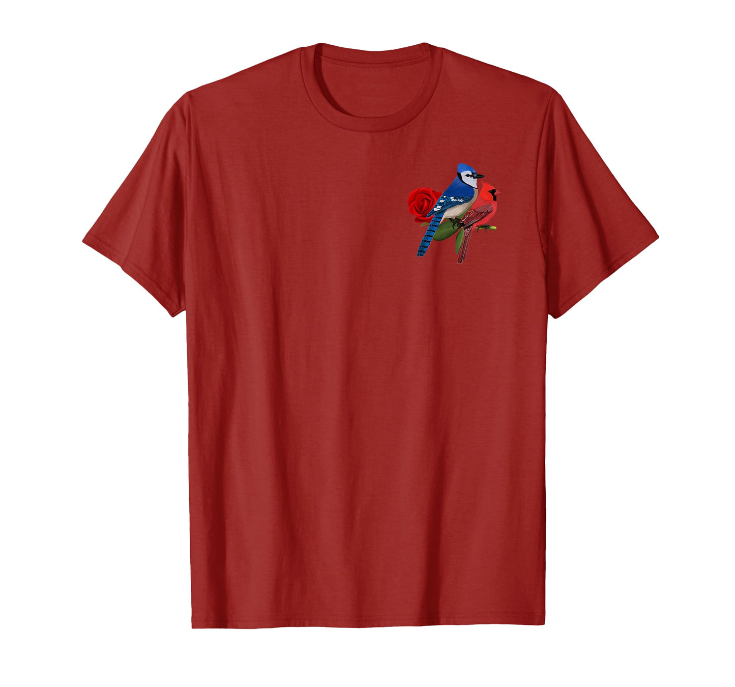 Blue Jay Cardinal Bird Valentine's Day Rose Birdlover T-Shirt