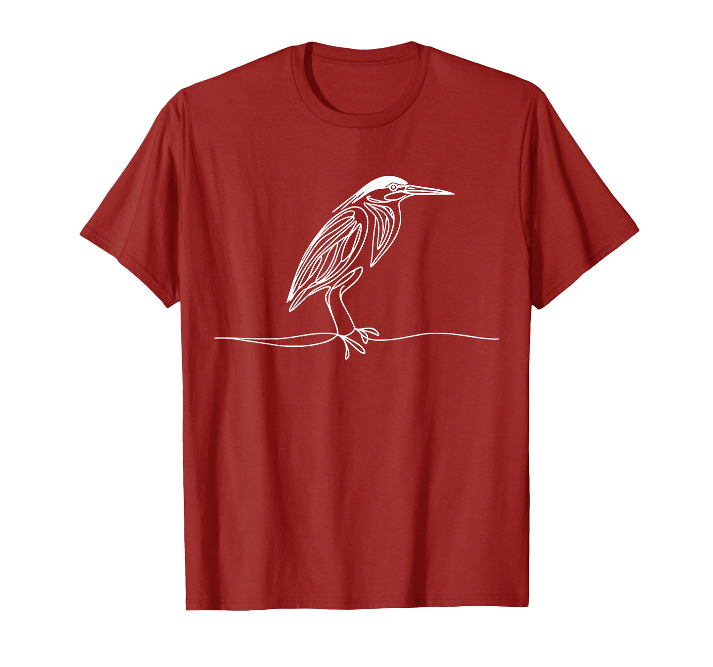 Line Art Bird Ornithologist Green Heron T-Shirt