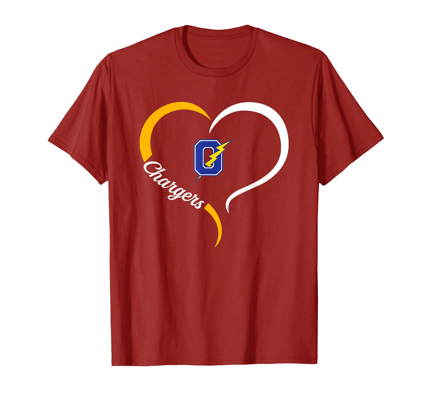Oxford Chargers Logo Half Heart Slogan HS T-Shirt