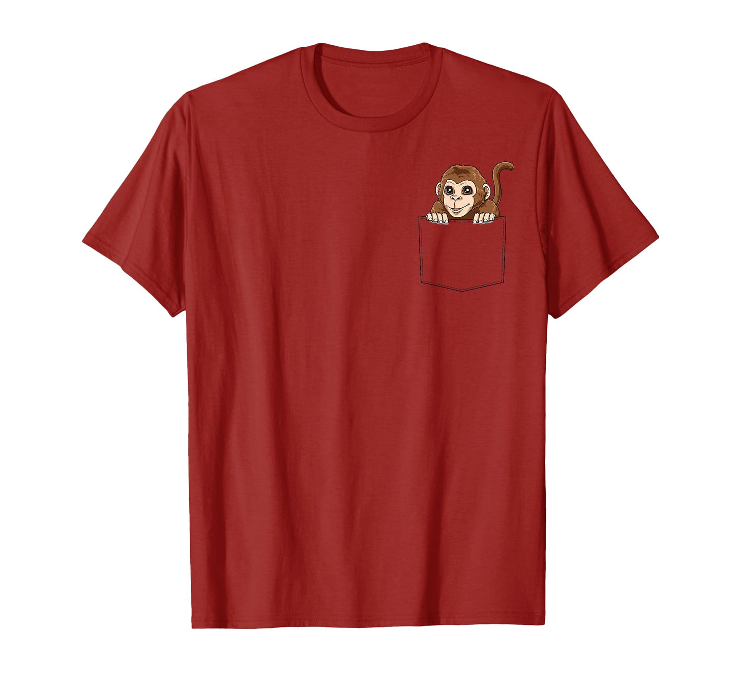 Monkey Peeking Out Of Pocket Funny Monkey Inside Pocket T-Shirt