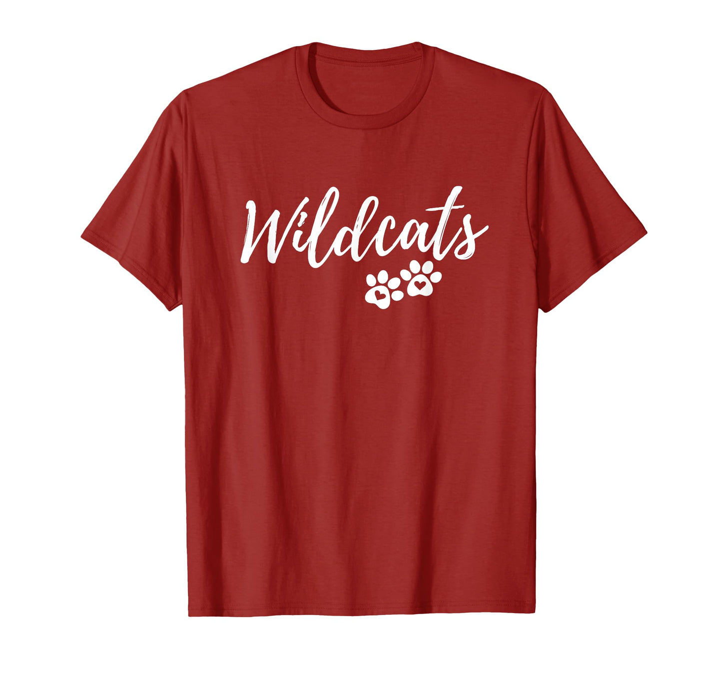 Wildcats - Fancy Script with Heart Paws T-Shirt