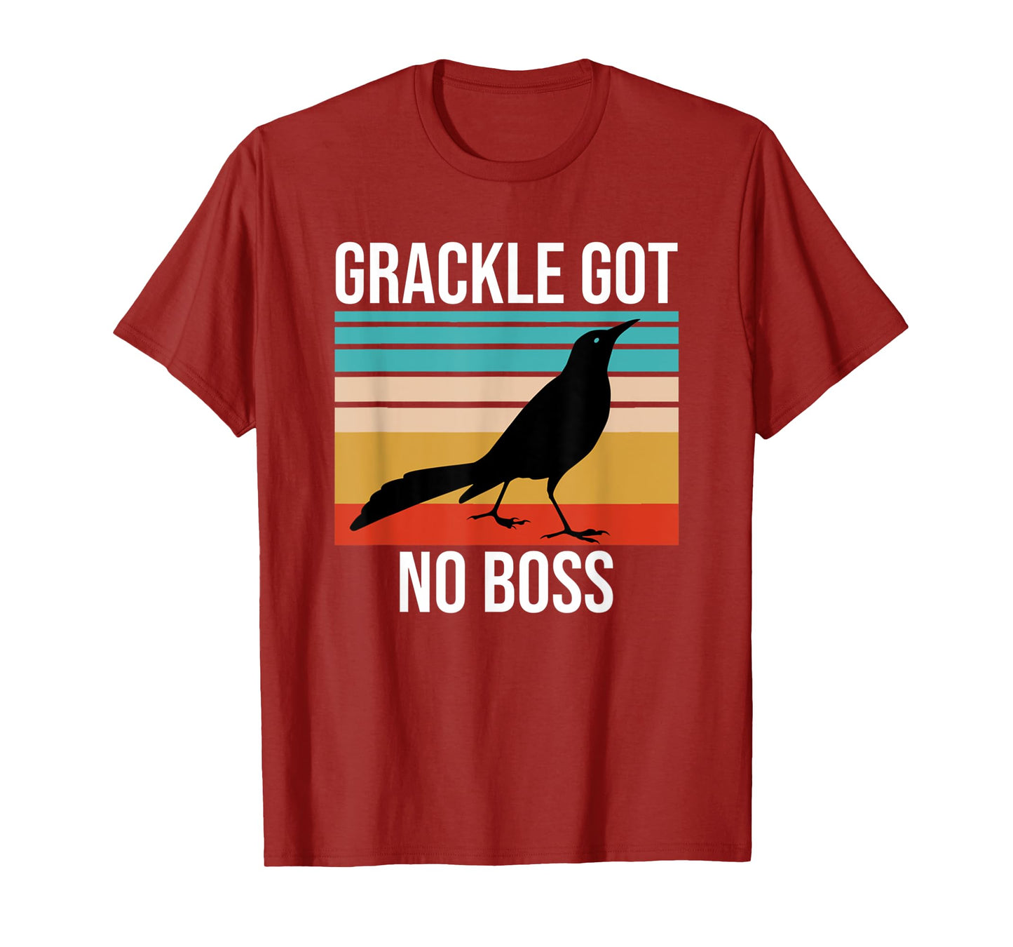 Vintage Grackle Got No Boss Funny Bird Lover Retro T-Shirt