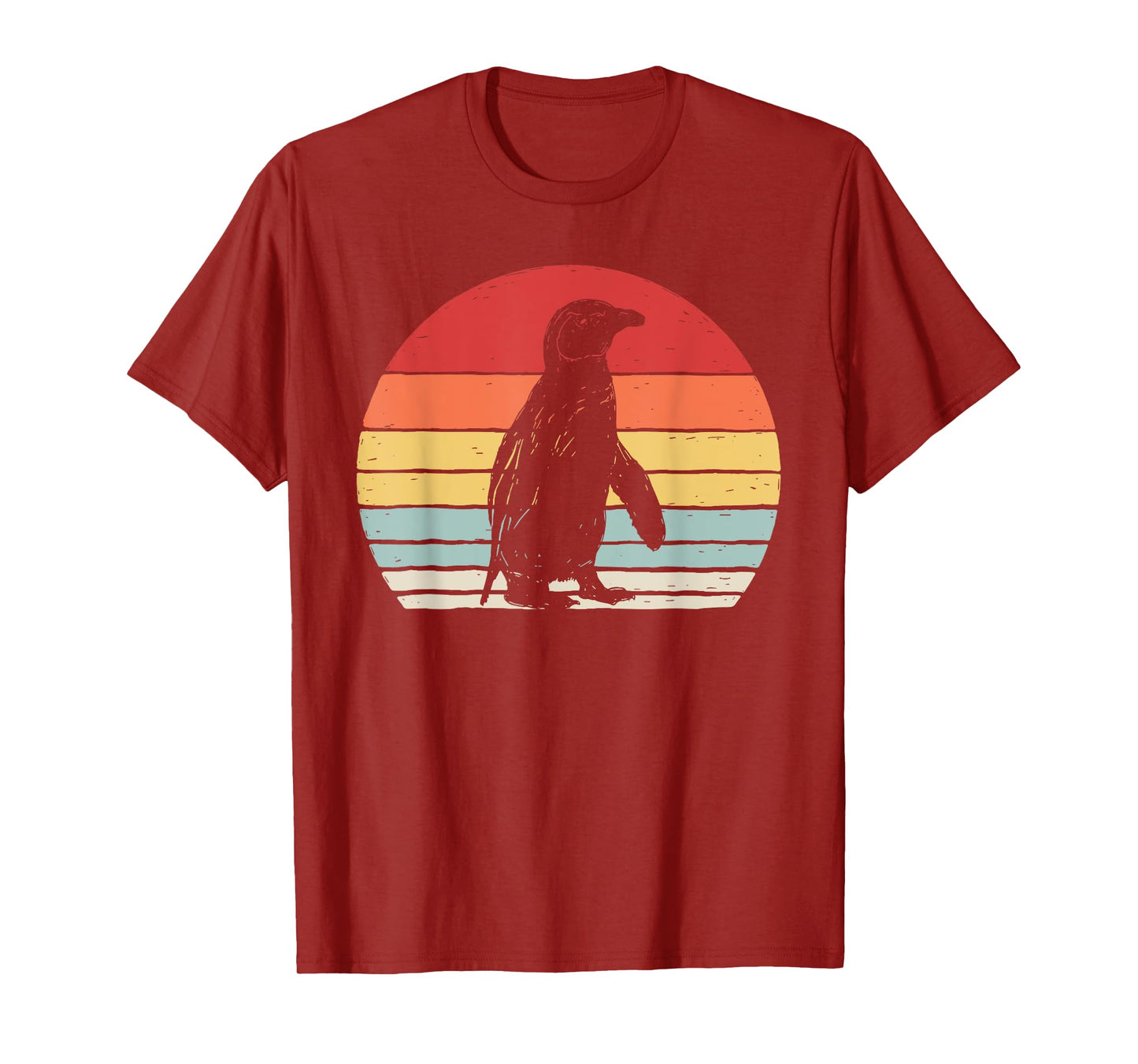 Catch Some Rays Vintage Retro African Penguin Cape Penguin Unisex-Adults Black Short Sleeve T-Shirt