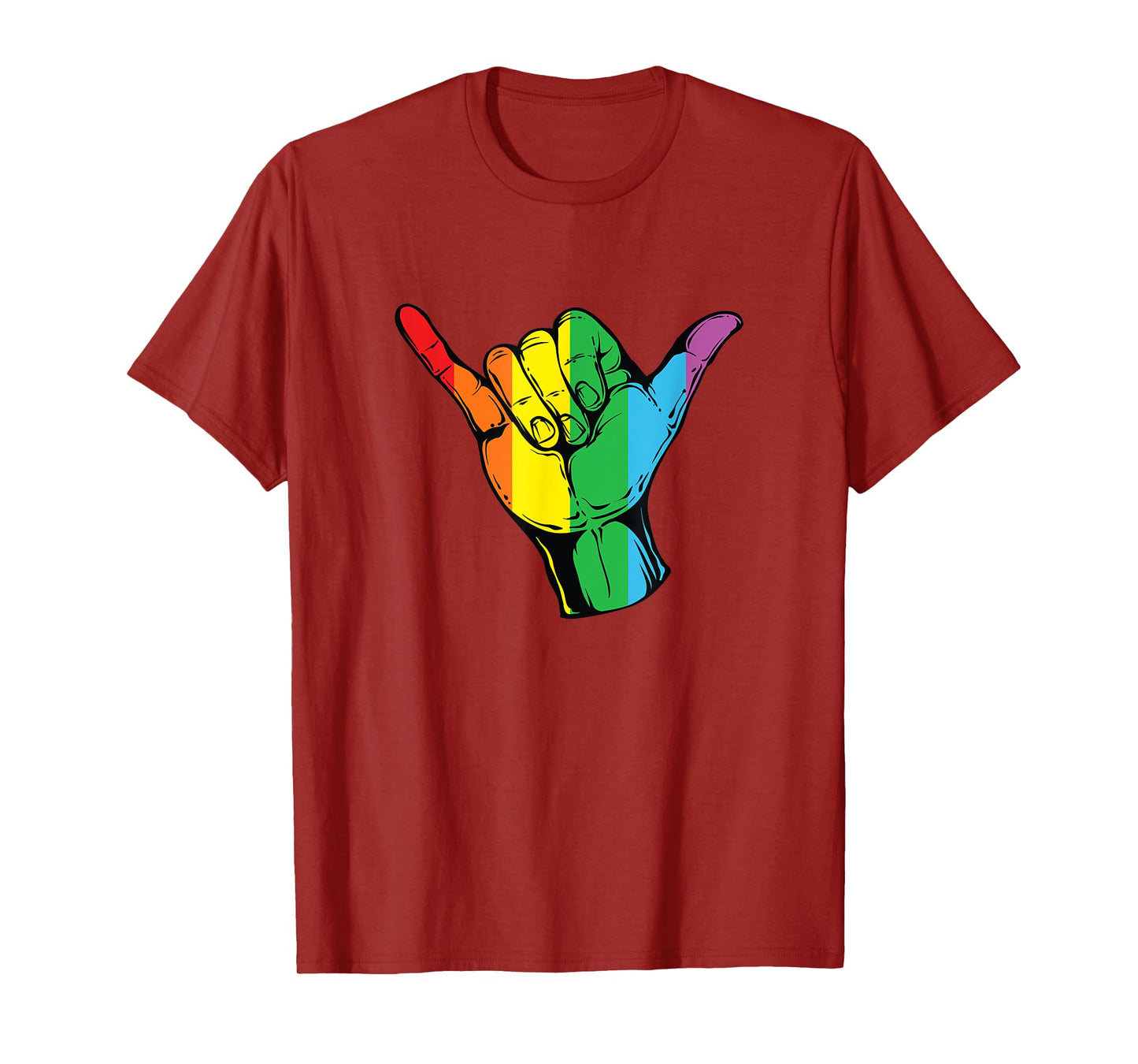 Gay Shaka Hand Sign Shirt Pride Month LGBT Flag Colors Shirt