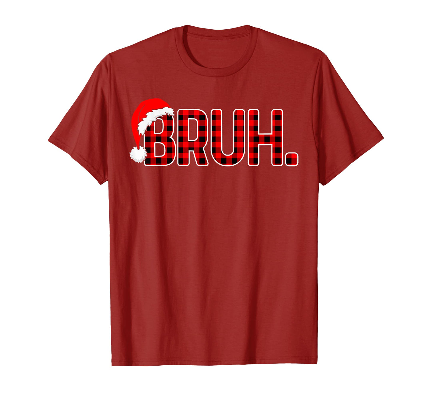 Bruh Funny Christmas Plaid Teens Boys Men Kids Xmas Pajamas T-Shirt