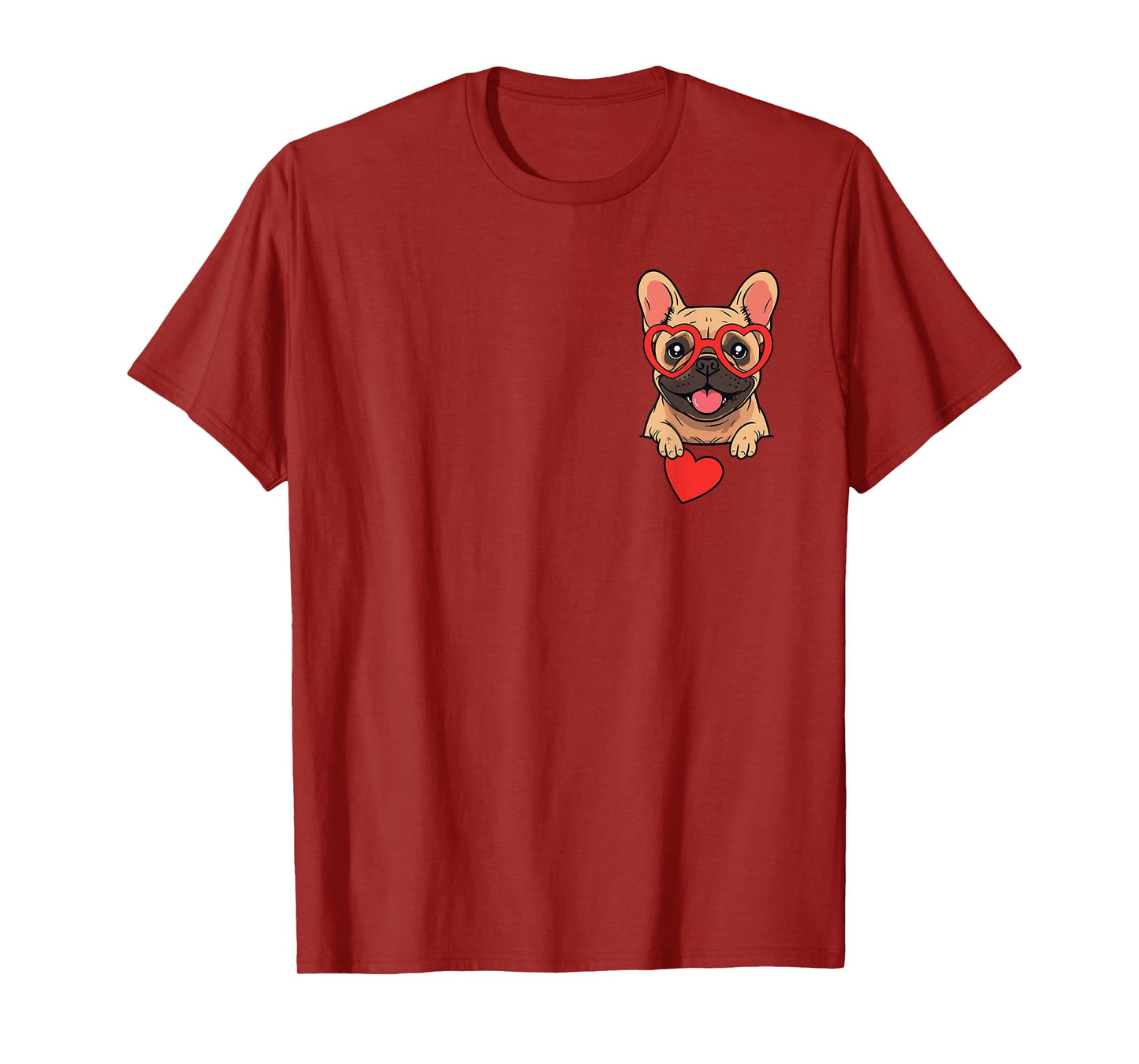 French Bulldog Heart Pocket Cute Frenchie Valentines Day Dog T-Shirt
