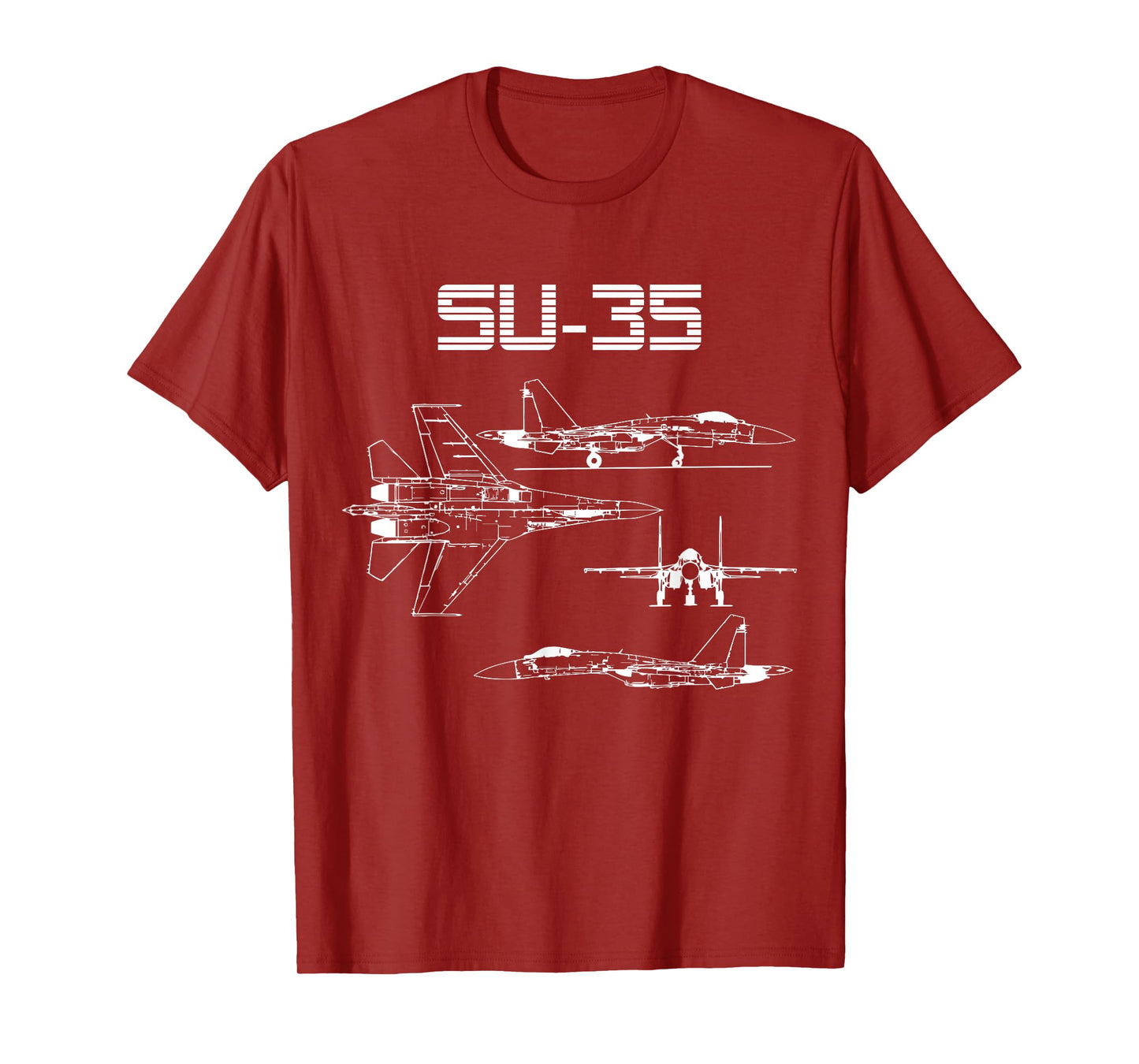 Su-35 Fighter Plane Warbird Blueprint Schematics Diagram T-Shirt