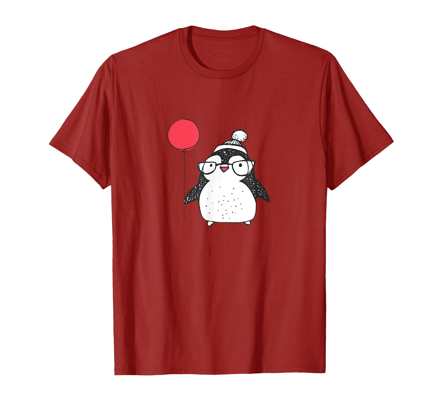 Kids Cute Christmas Baby Penguin Red Balloon Eyeglasses T-Shirt