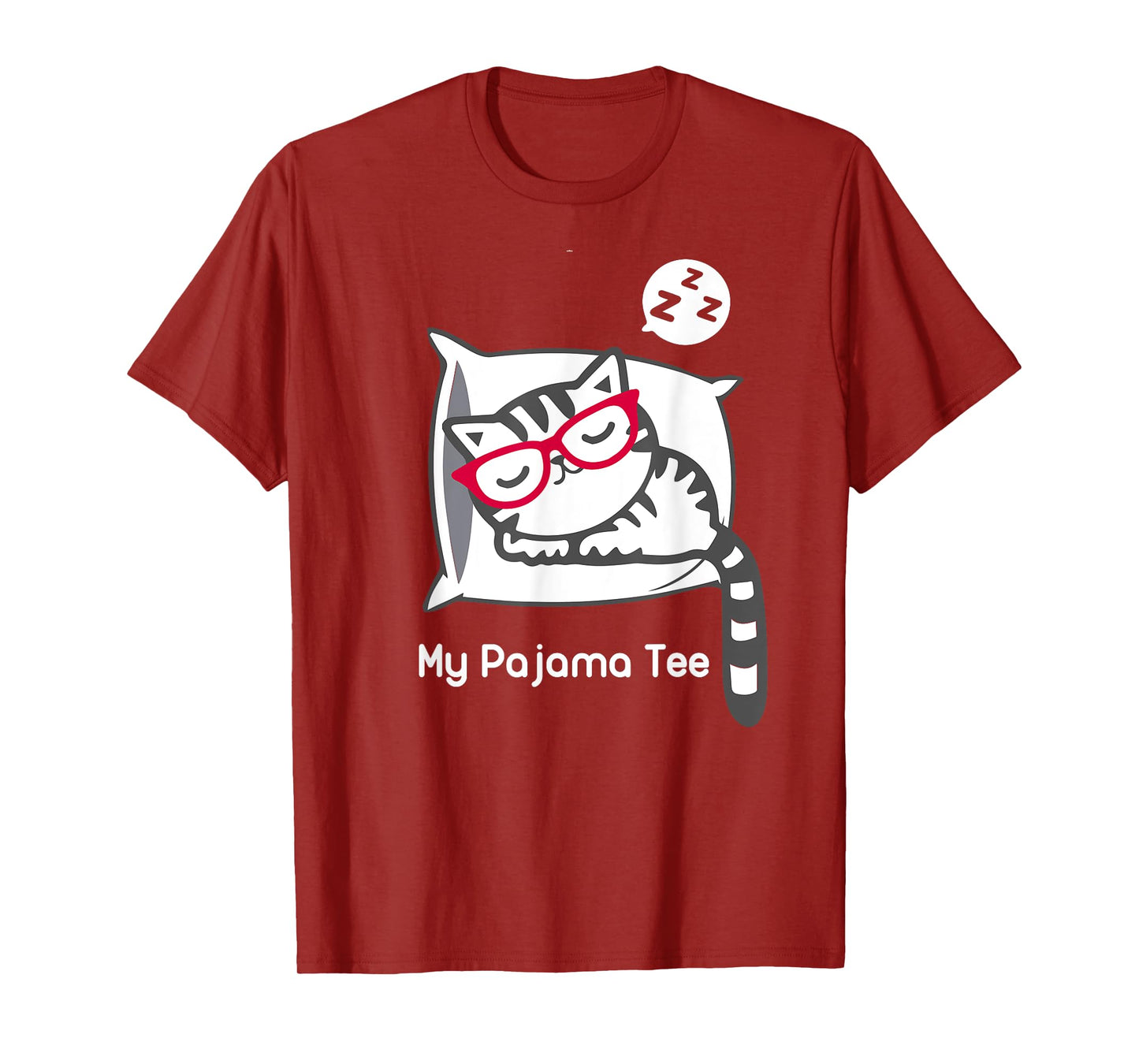 Cat Pajama Shirt Cute Sleeping Kitty with Glasses Pj T Shirt T-Shirt