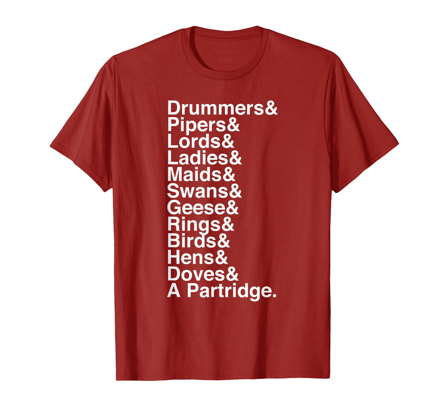 12 Days of Christmas Helvetica List T-Shirt