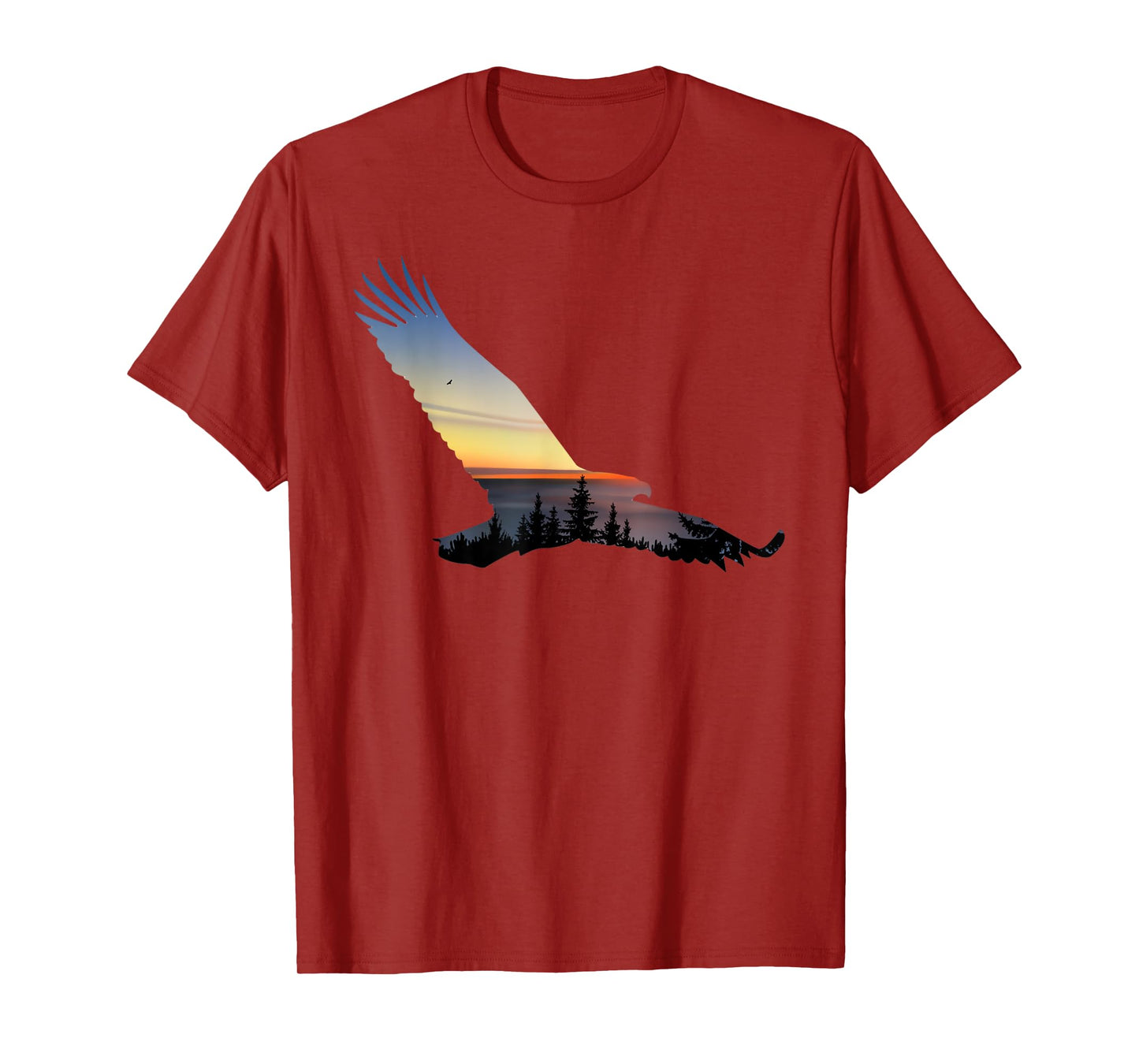 Lovely Flying Eagle Trippy Forest Sky Silhouette T-Shirt