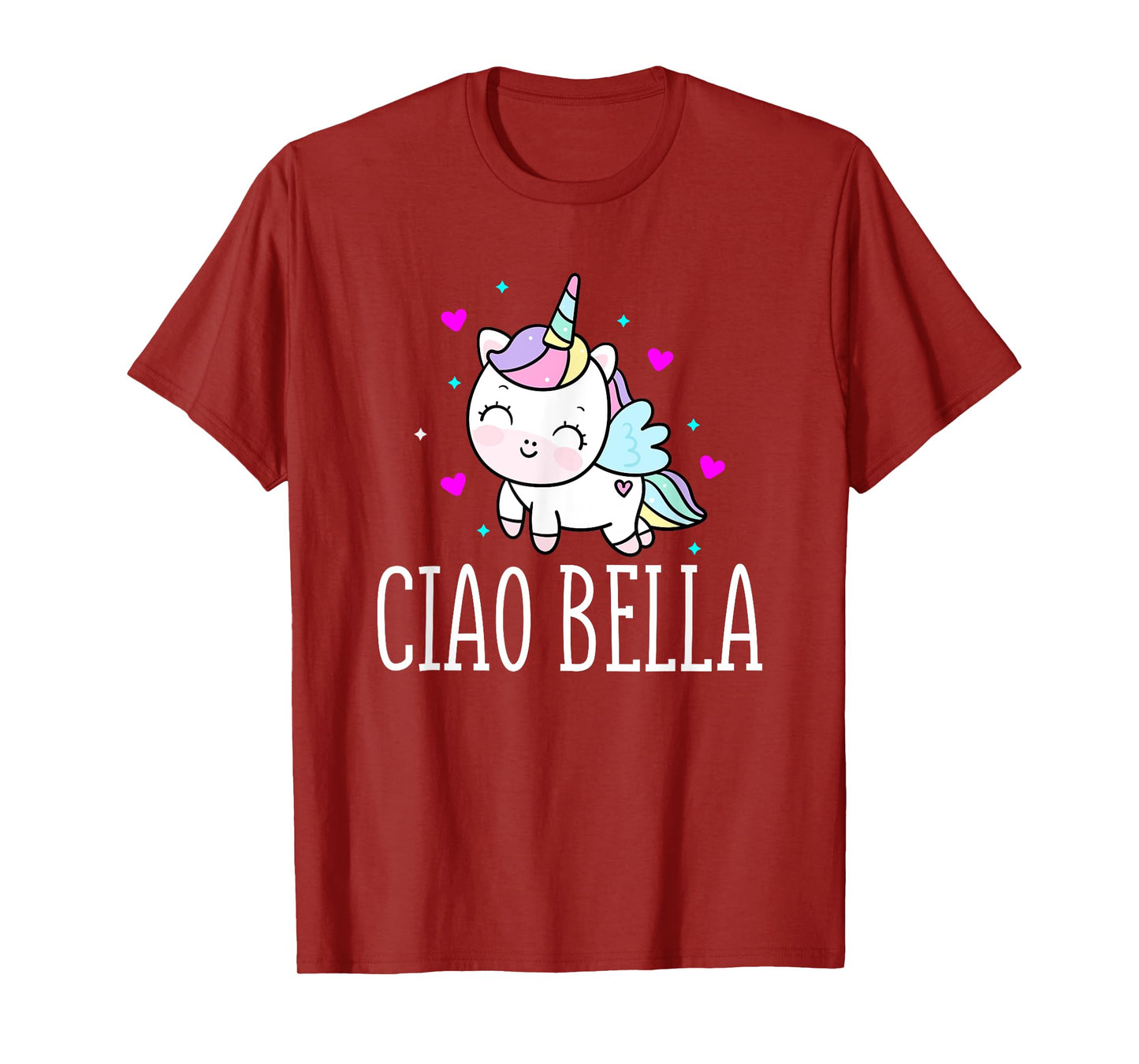 Funny Ciao Bella Heart Unicorn Italy Expression T-Shirt