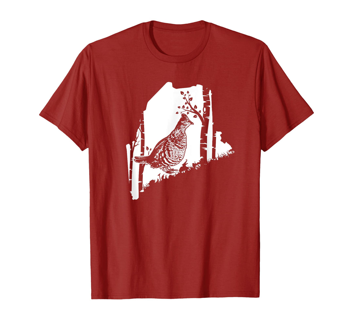 Hunting Partridge Grouse- Maine map Bird Hunter T-Shirt