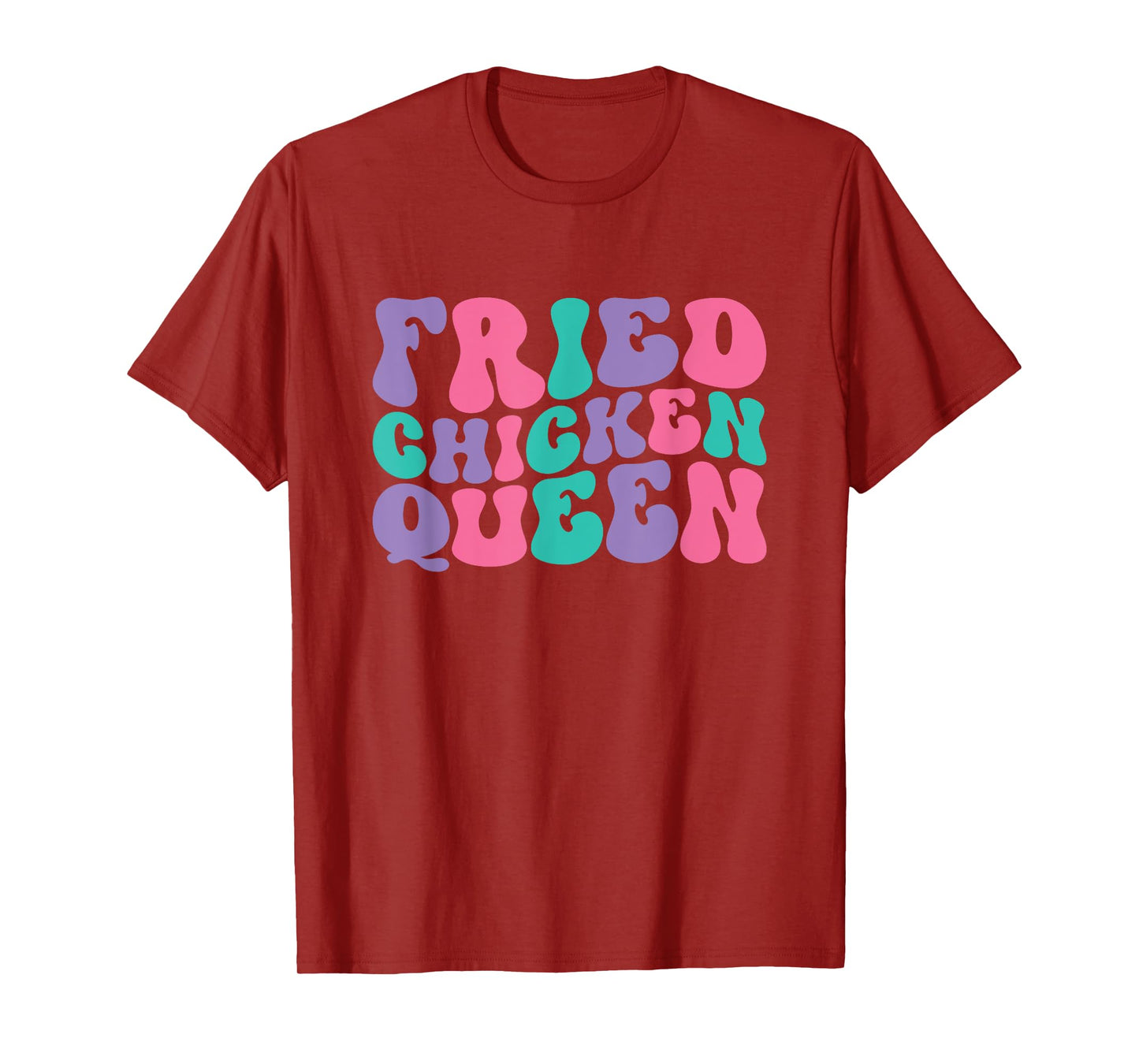 Fried Chicken Queen Womens Retro Vintage Wavy Groovy T-Shirt