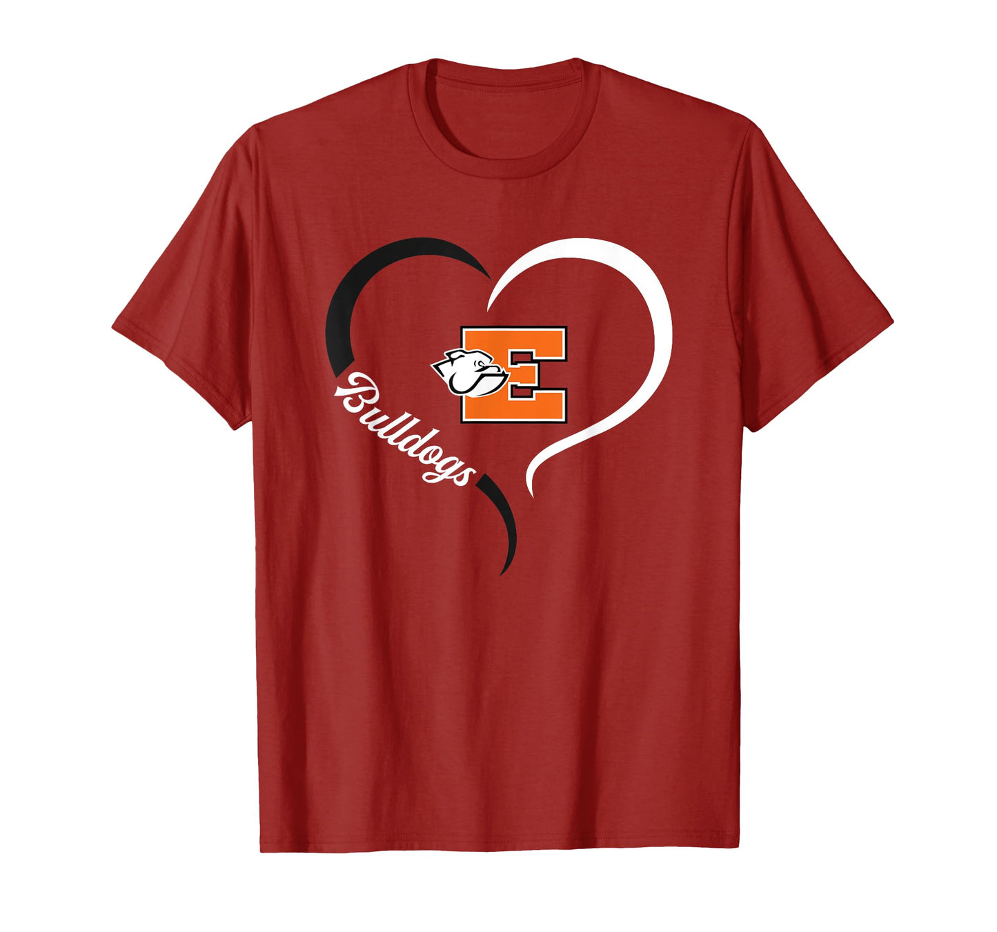 Elida Bulldogs Logo Half Heart Slogan HS T-Shirt