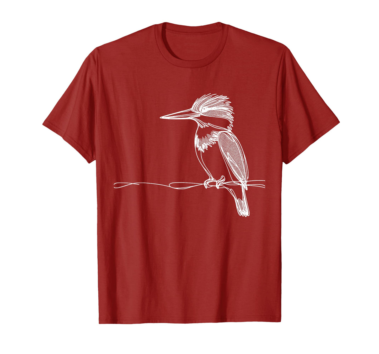 Line Art Bird & Ornithologist Belted Kingfisher T-Shirt