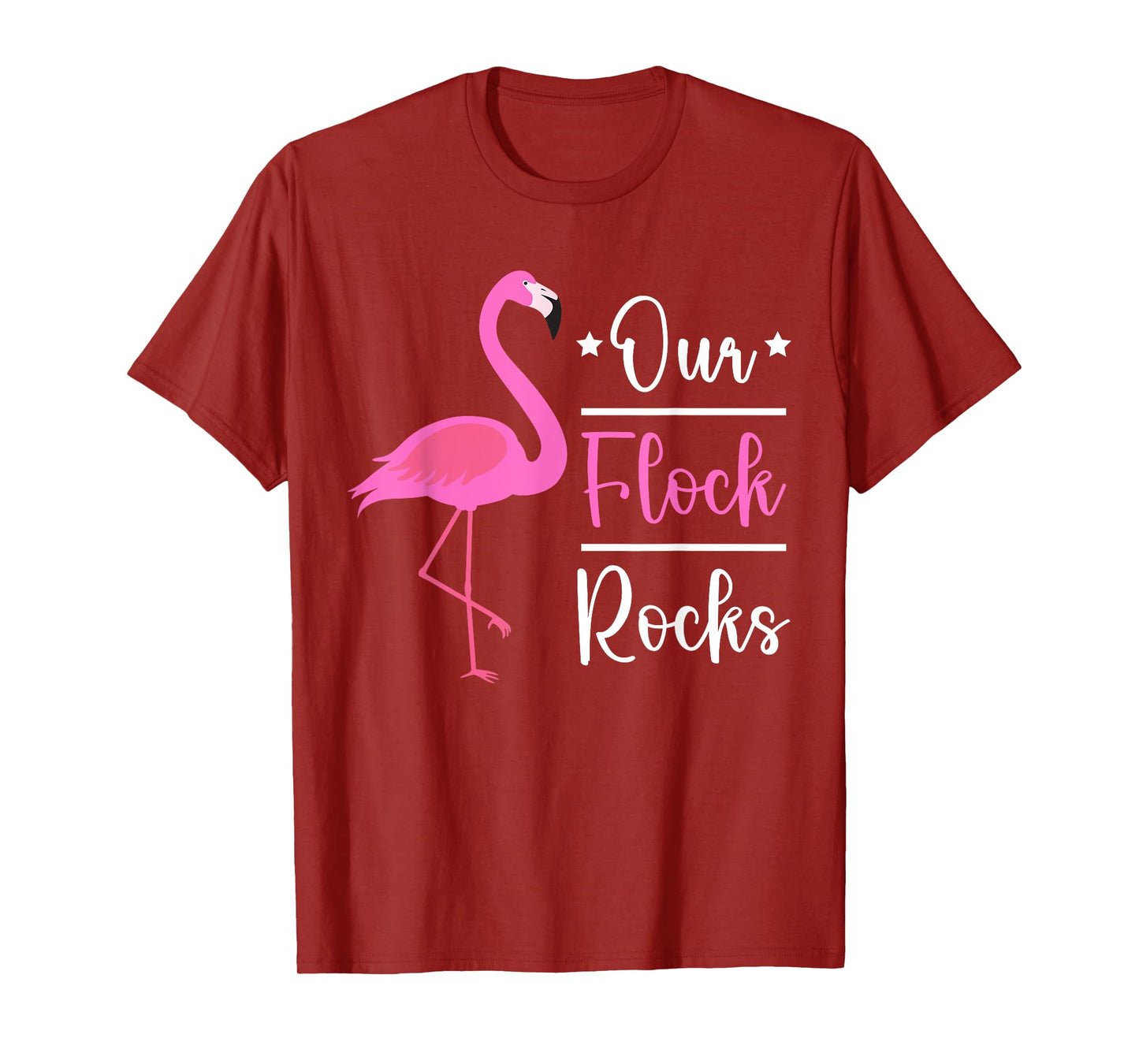 Our Flock Rocks Flamingo Funny T-Shirt