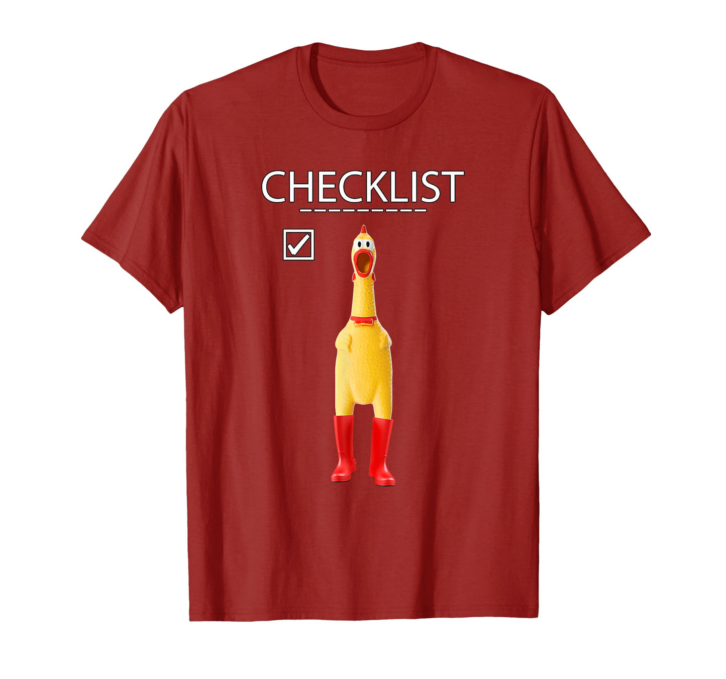 Funny Rubber Chicken Gift for Boys Checklist Practical Joke T-Shirt