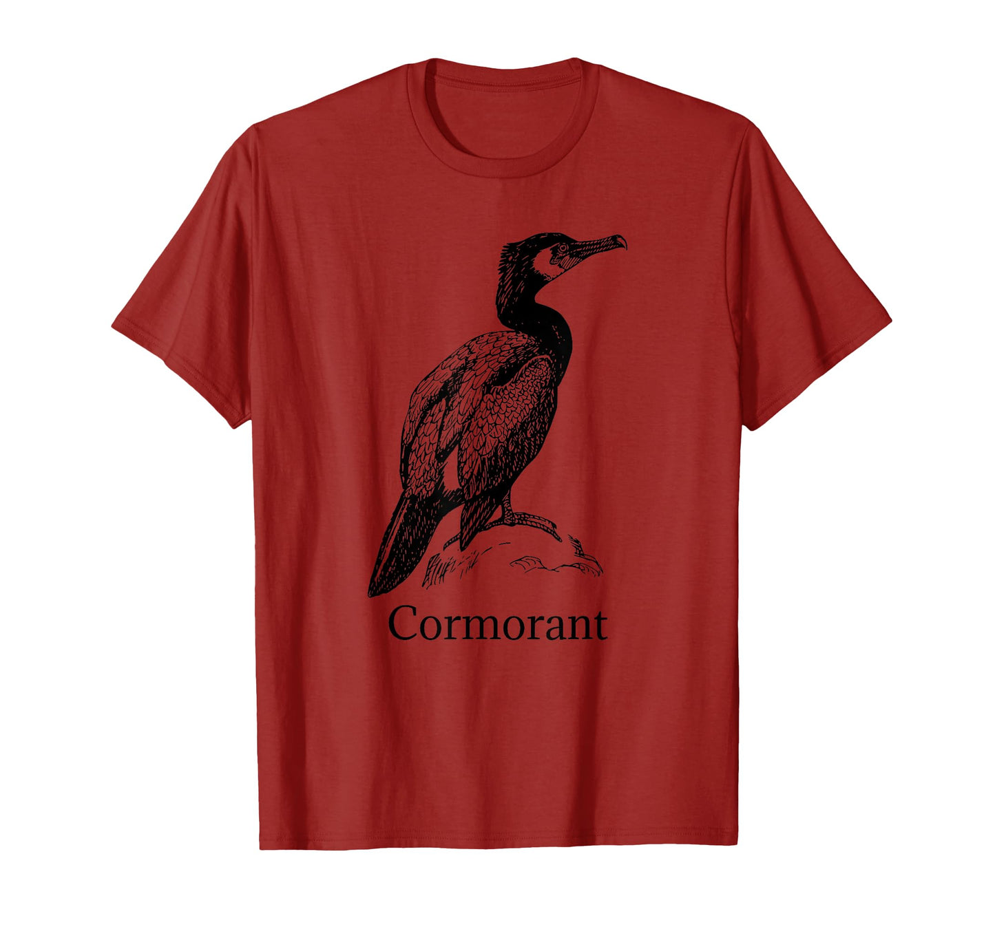 Cormorant T-Shirt Bird Tee Ornithology Black Line Drawing T-Shirt