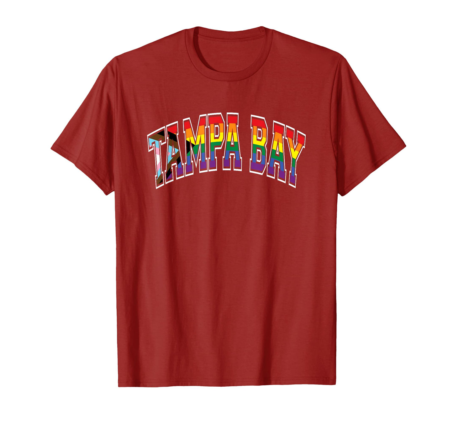 Tampa Bay Arched Text Progress Pride Pattern T-Shirt