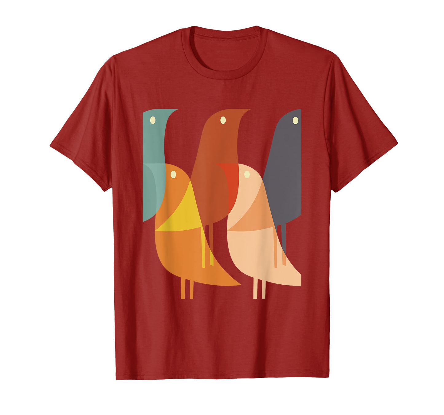 Geometric Bird Print Cool Retro 60s Style 70s Hippy Pattern T-Shirt