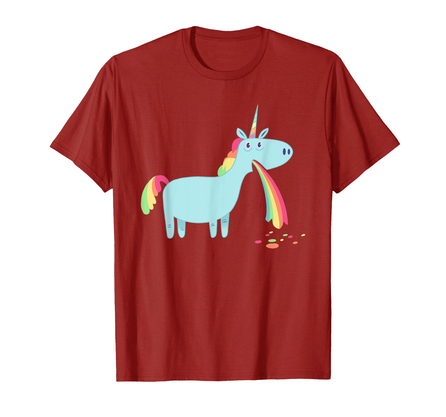 Unicorn vomiting rainbow spew graphic t-shirt T-Shirt