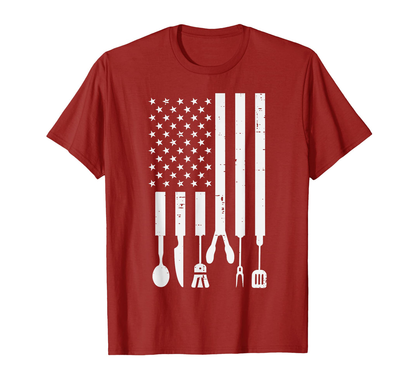White US Flag Bbq Tools Vintage Grilling Smoking Patriotic T-Shirt