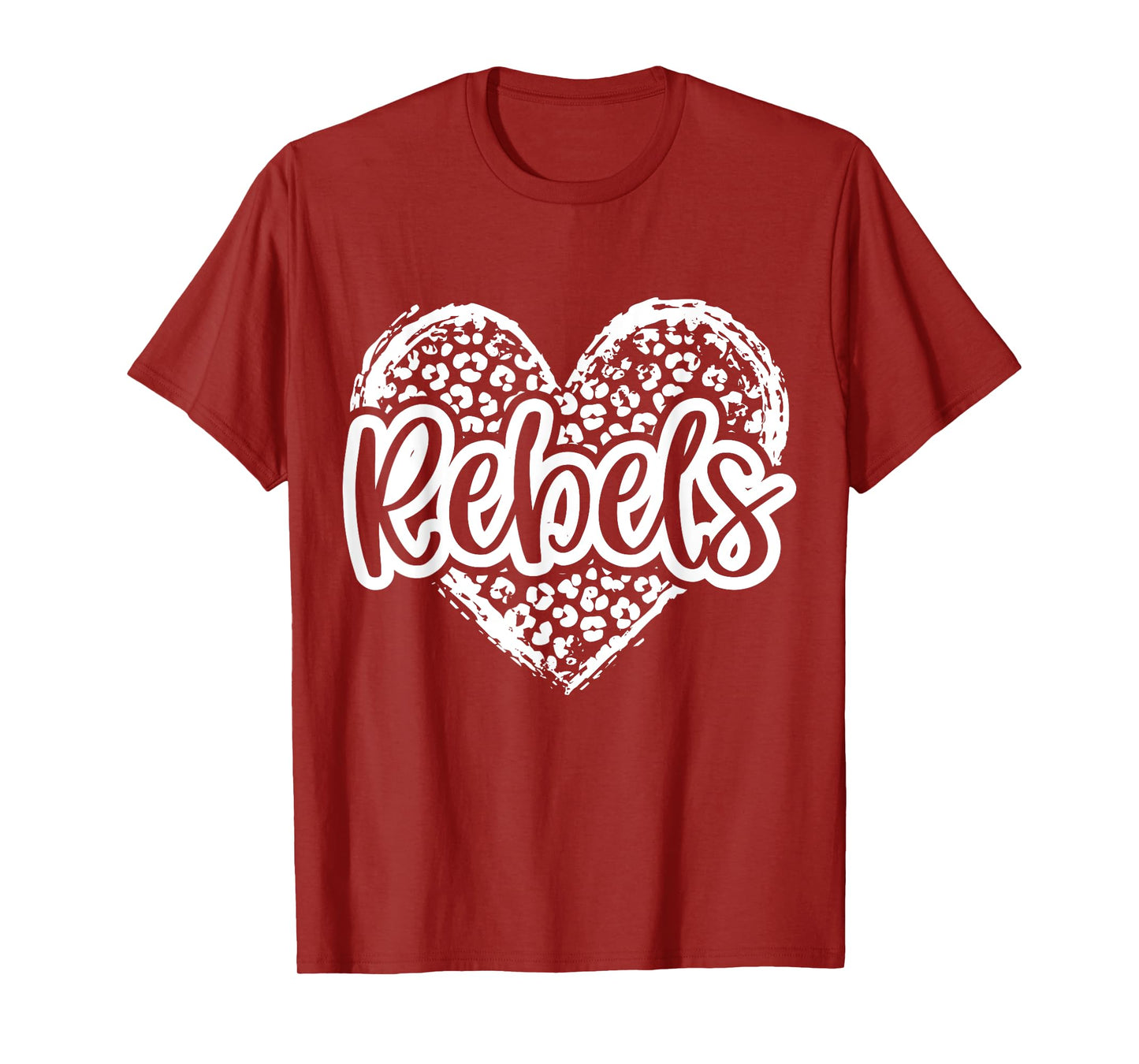 Leopard Cheetah Heart REBELS School Spirit Top Distressed T-Shirt