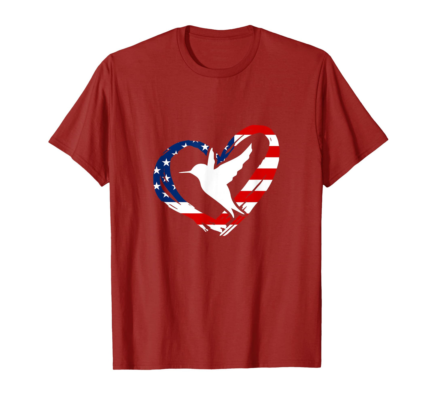 Hummingbird American Flag Heart USA 4th Of July T-Shirt