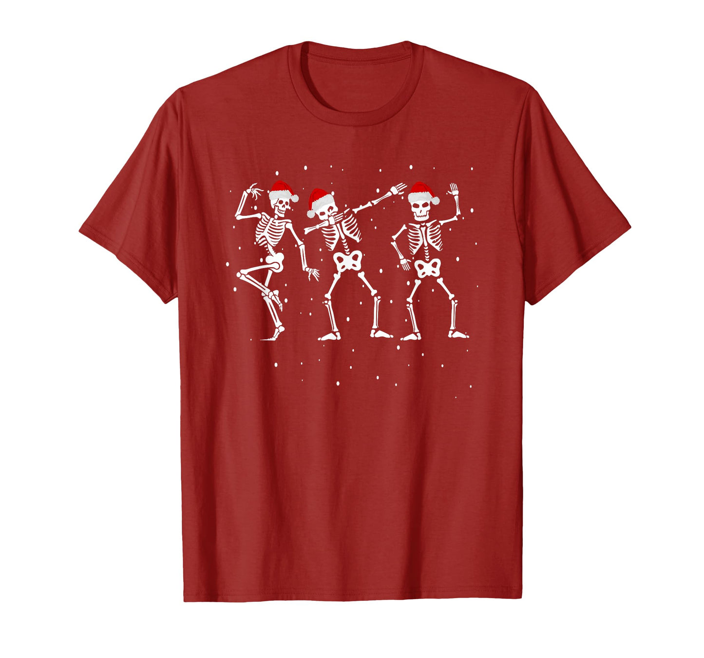 Skeletons Dancing with Santa Hats Funny Christmas Skelton T-Shirt
