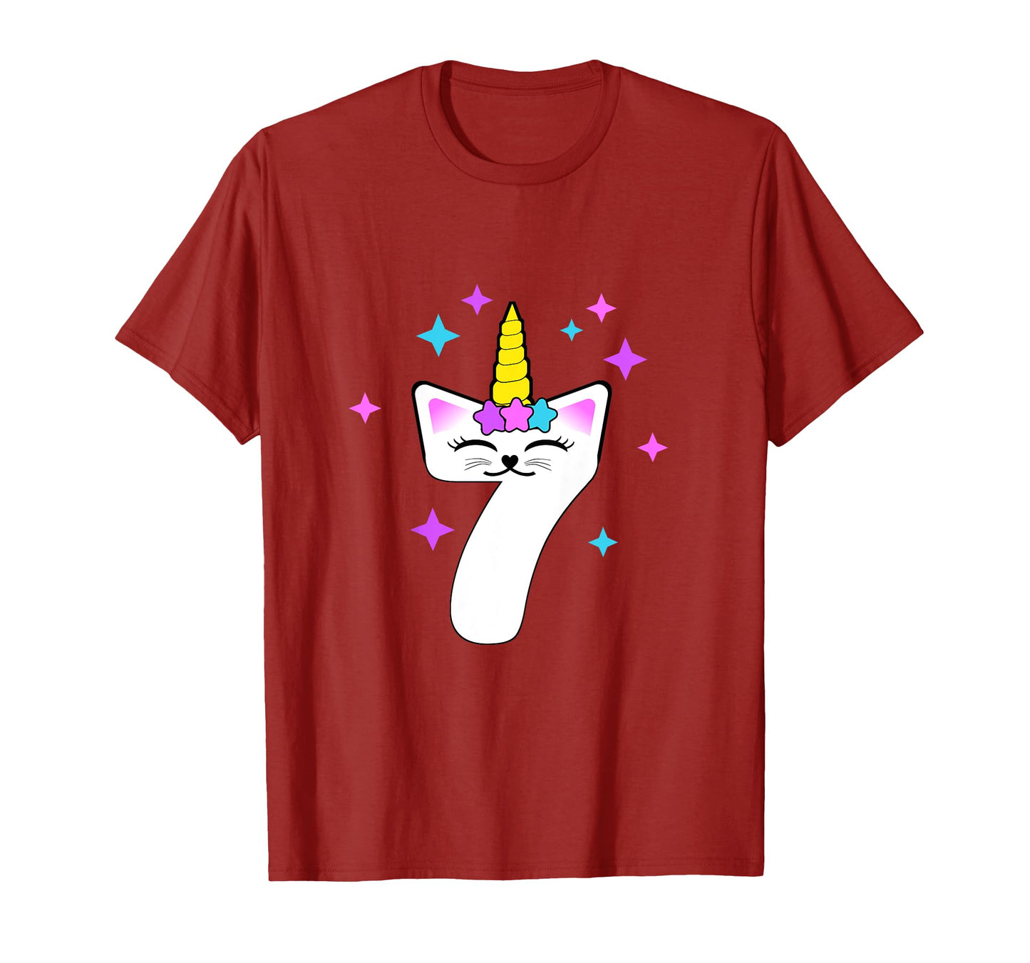 7 Year Old Cat Unicorn Caticorn 7th Birthday Party Girls T-Shirt