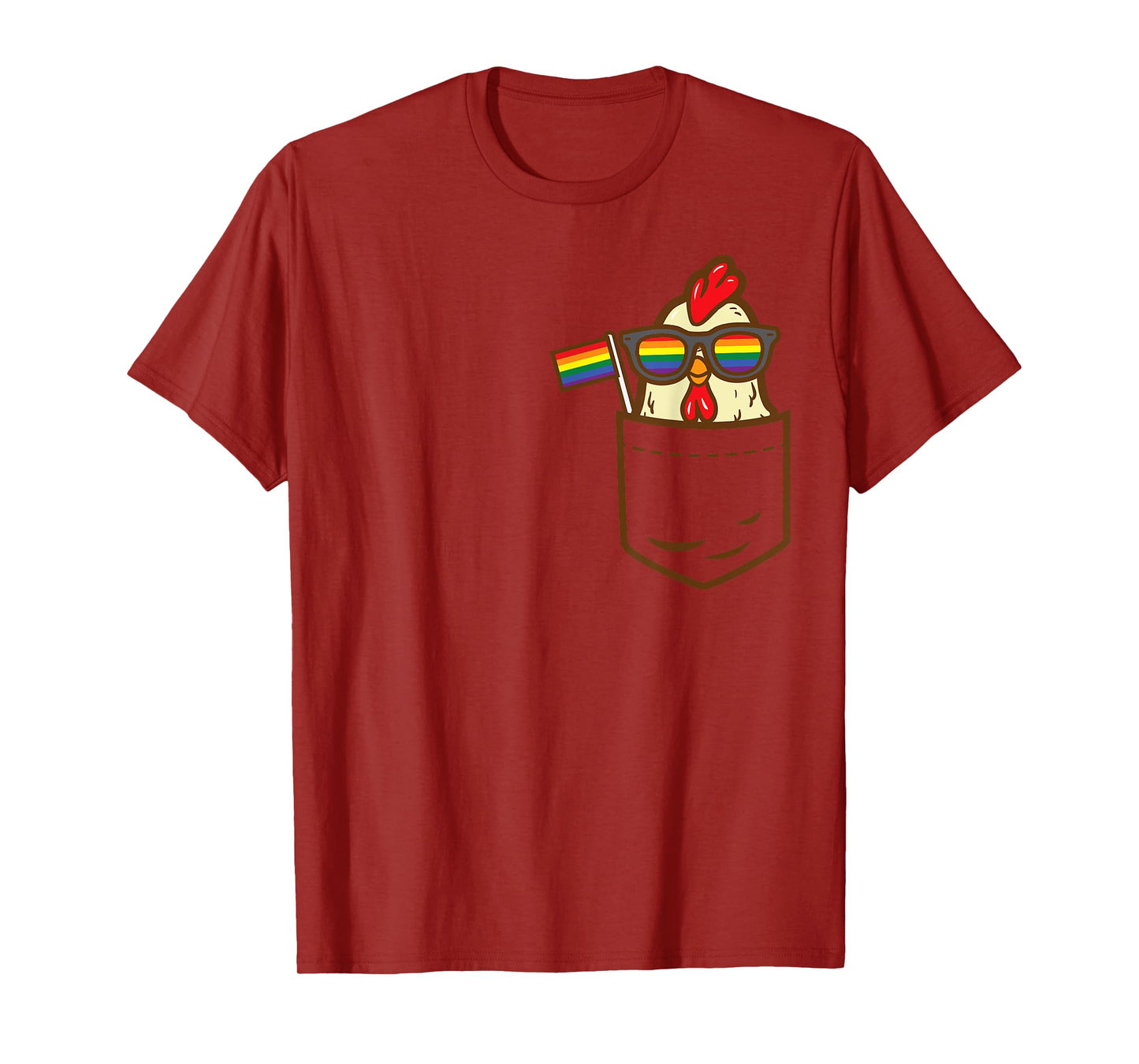 Chicken Animal Pocket Farm LGBTQ Rainbow Flag Gay Pride Ally T-Shirt