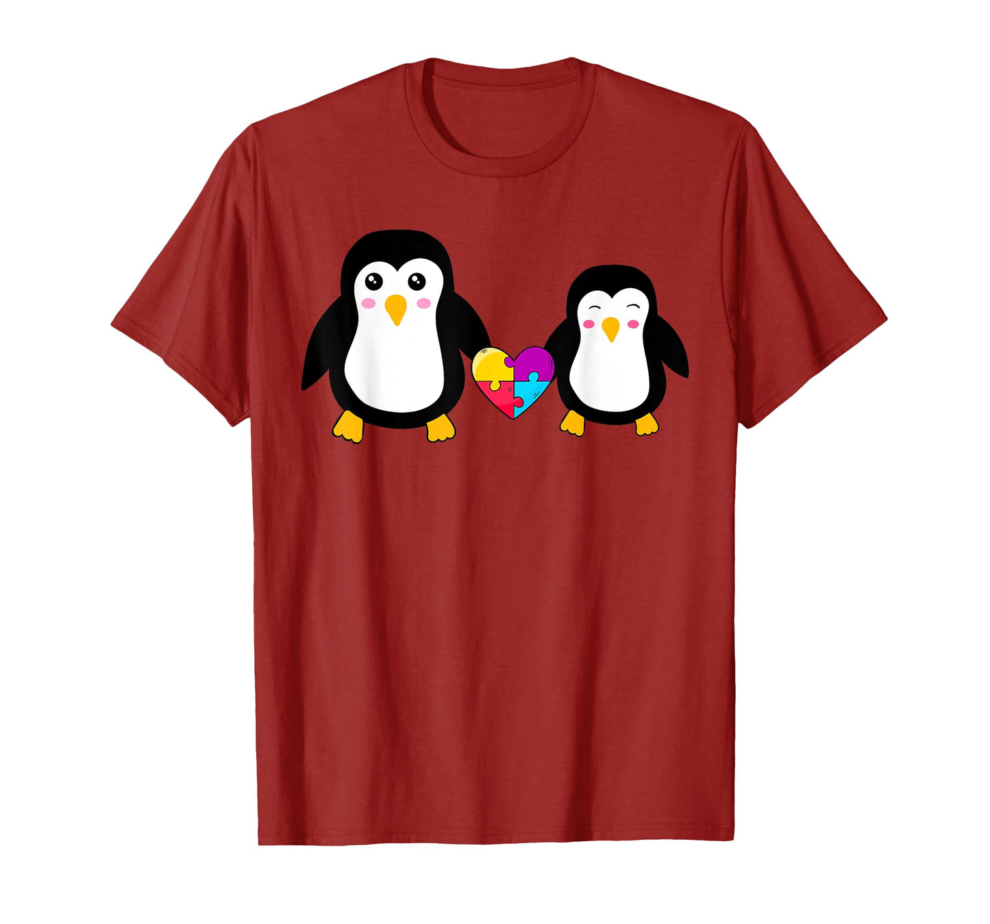 Autism Awareness Cute Penguin Heart Puzzles T-Shirt