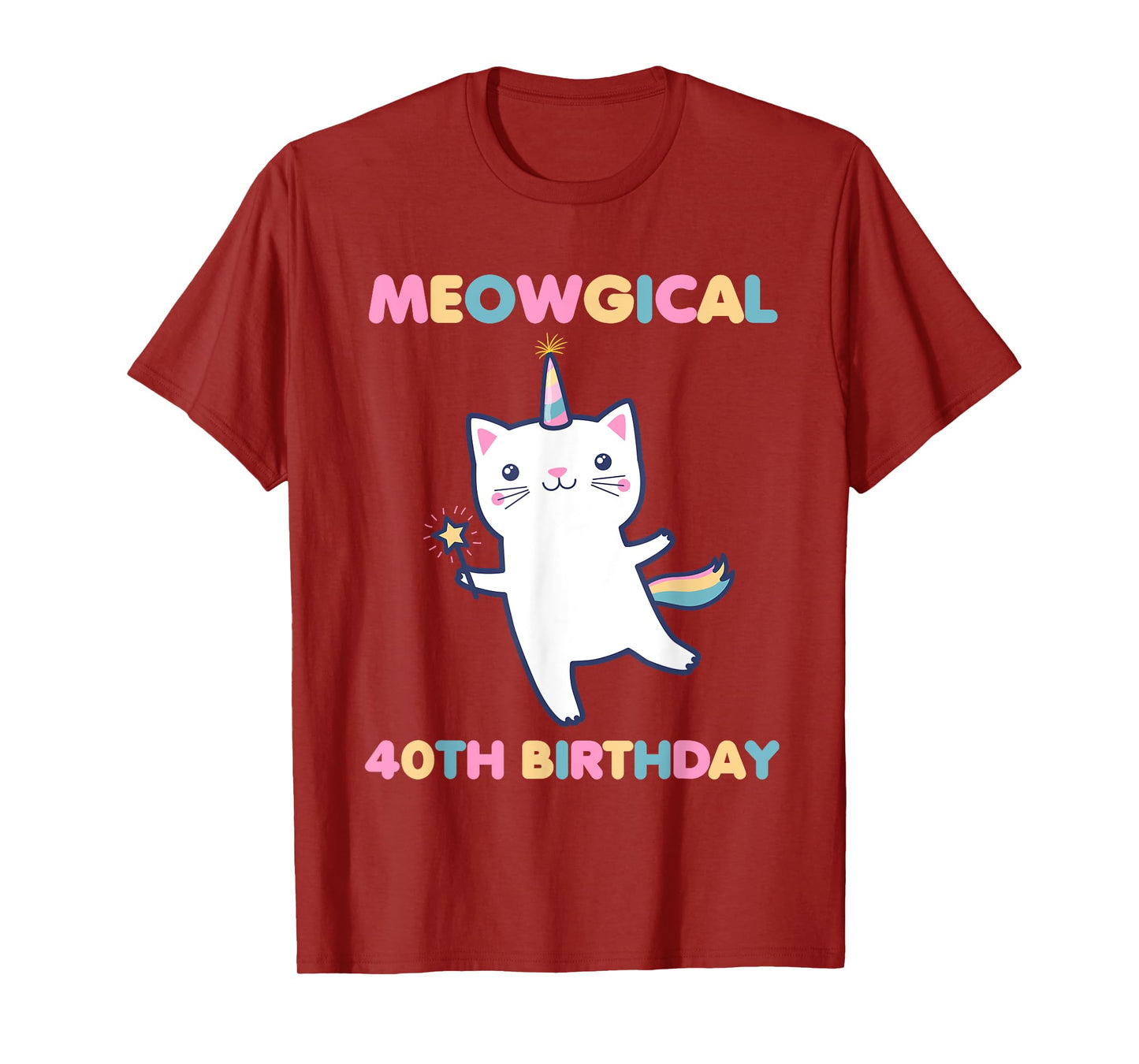 Meowgical 40th Birthday Kitty 40 Year Old Funny Cat Lover T-Shirt