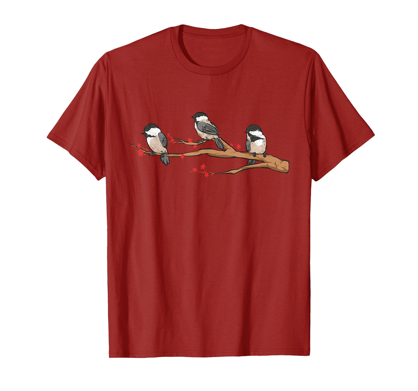 Chickadee Bird Chickadees On Branch Birding T-Shirt