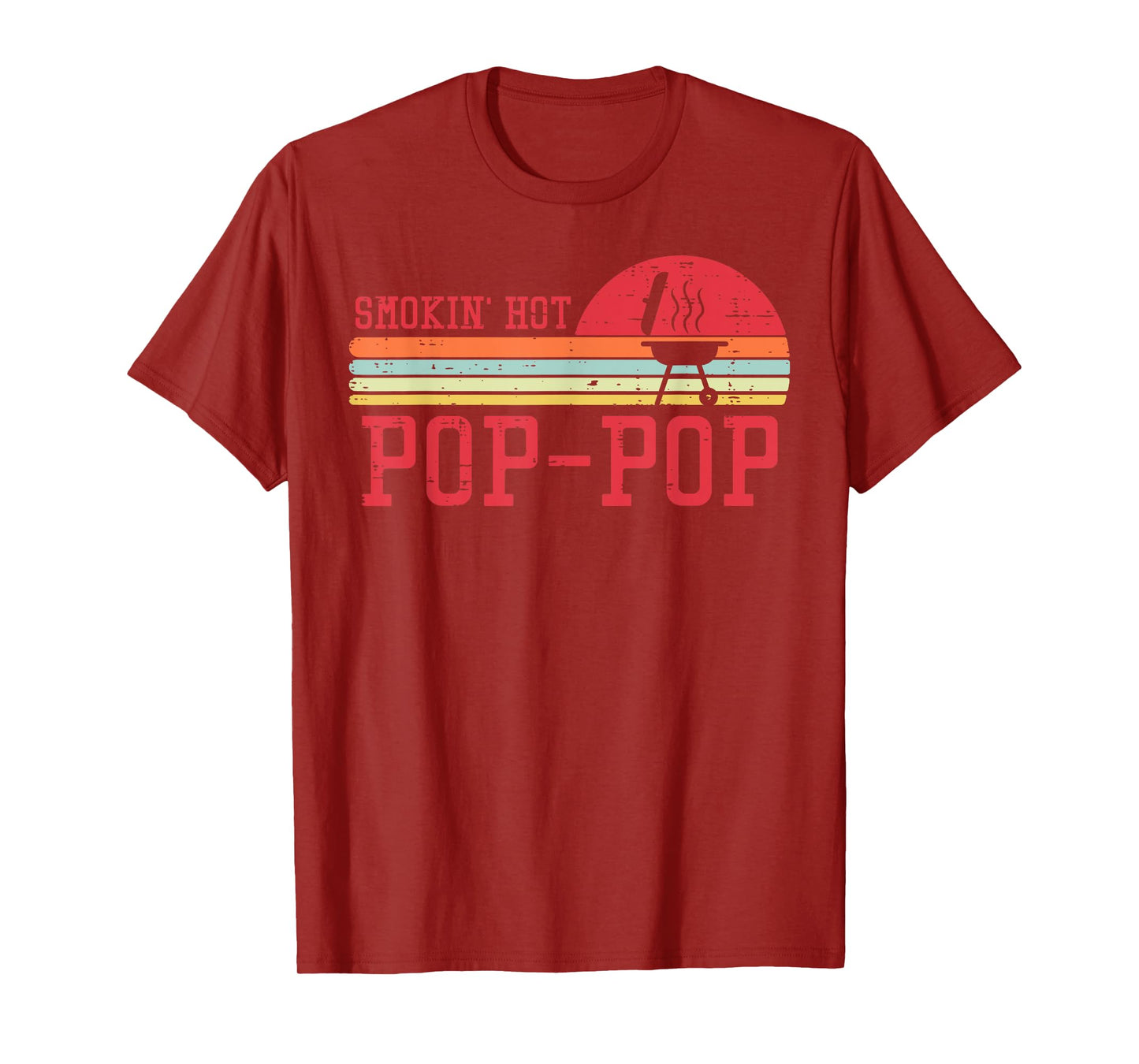 Smokin Hot Pop-pop Chest Sunset Retro Grill Bbq Granpa Men T-Shirt