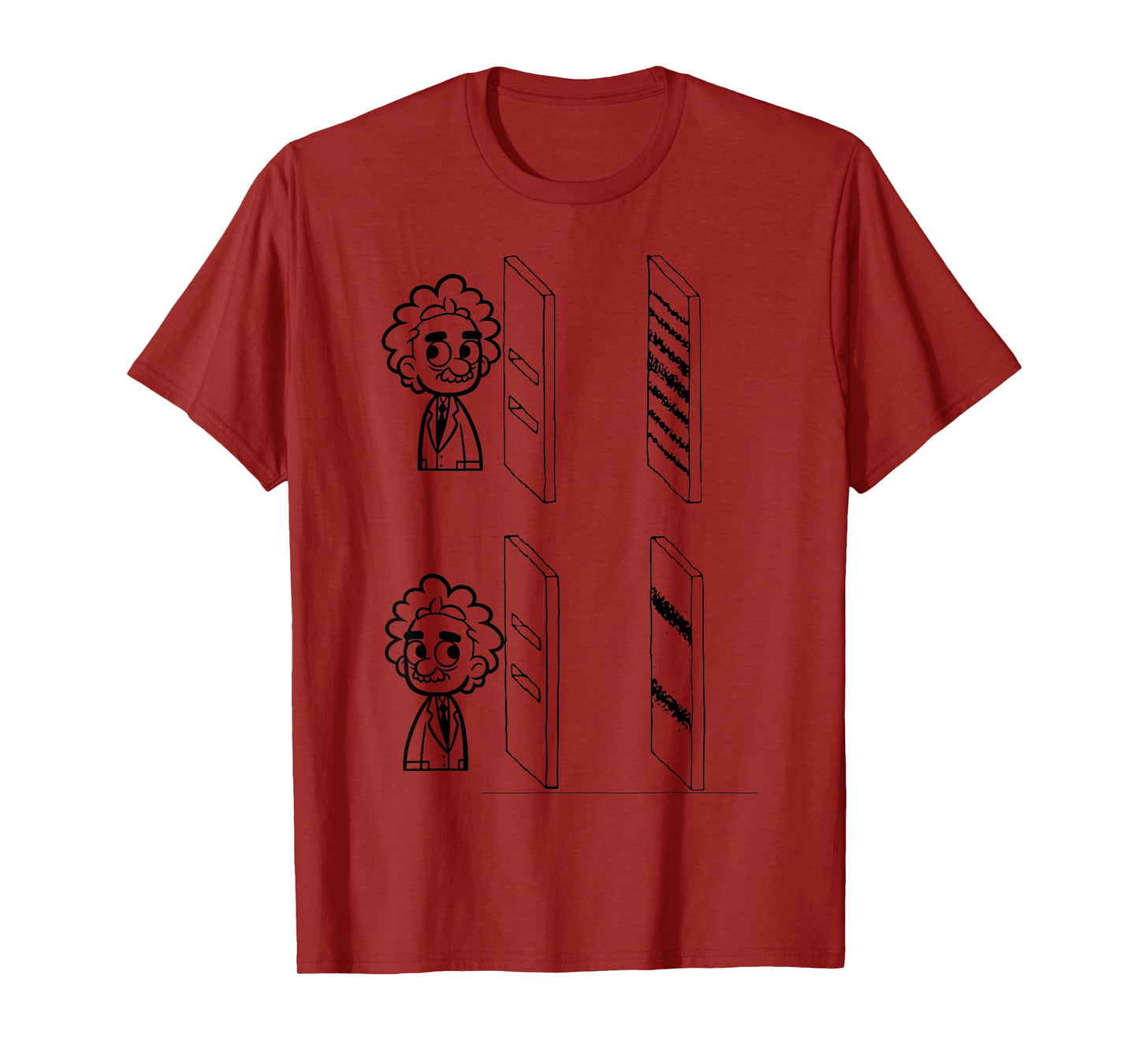 Quantum Threads: Double Slit Experiment Design T-Shirt - Unisex-Adults, Blue, Small, Short Sleeve