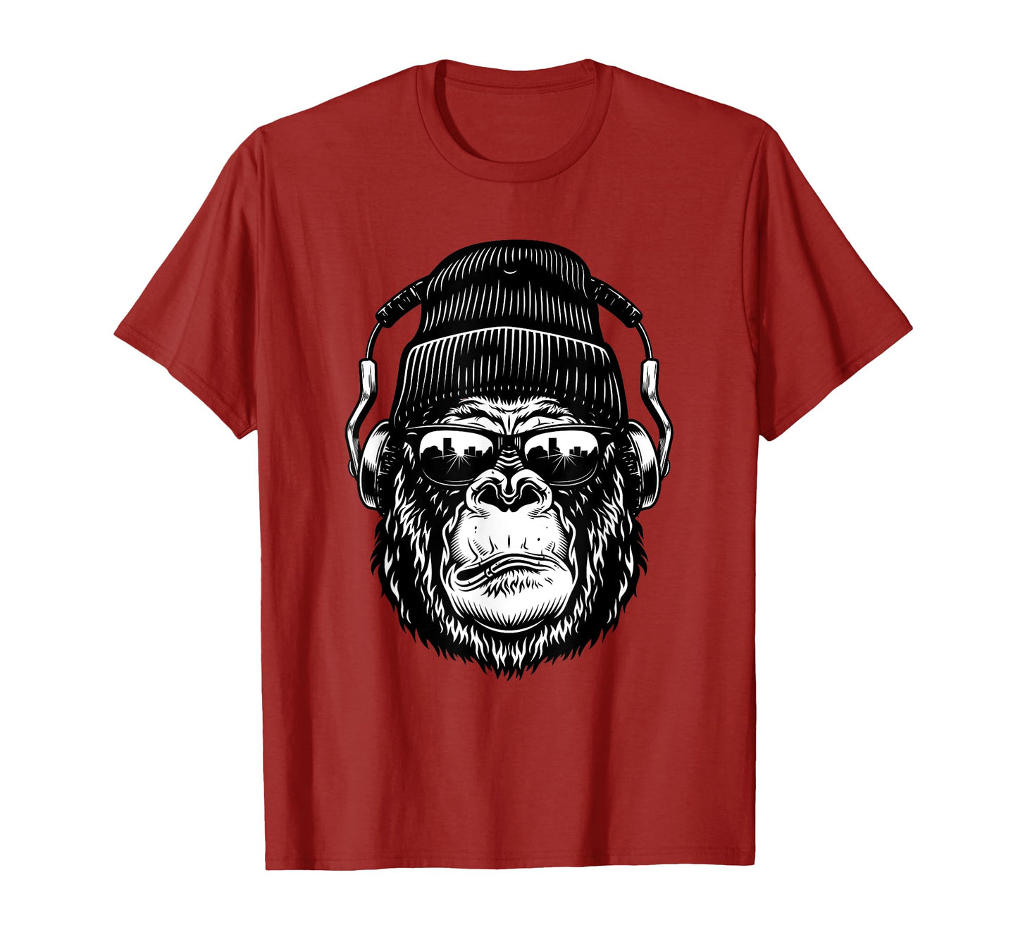 Monkey gorilla with mixer and headphones as DJ T-Shirt